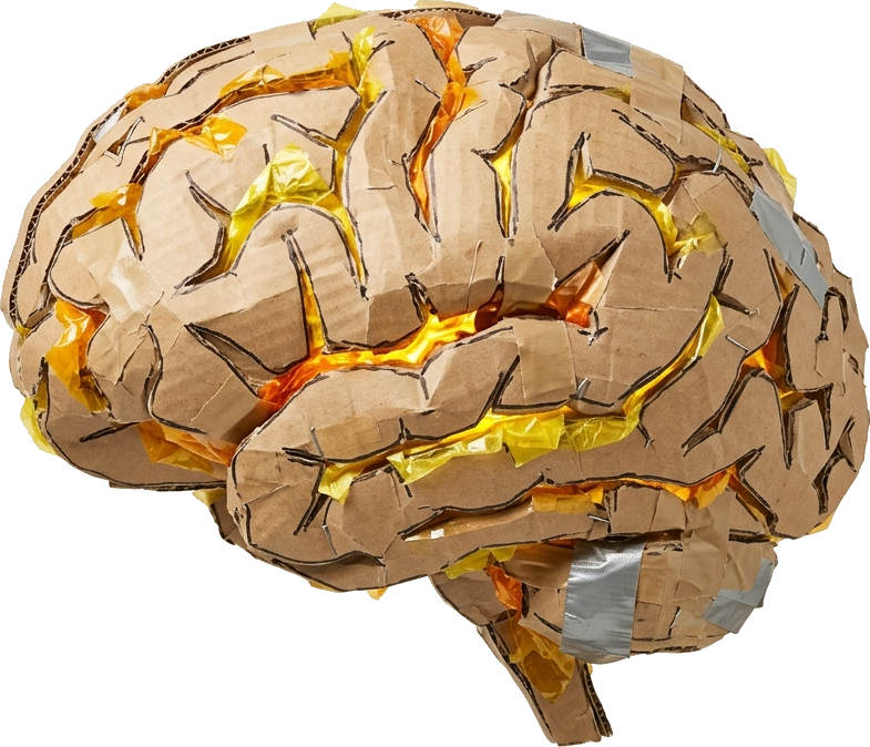Literal illustration of "electric brain": a single brain made entirely of electricity. From the Mandarin Chinese word "电脑", which means computer.